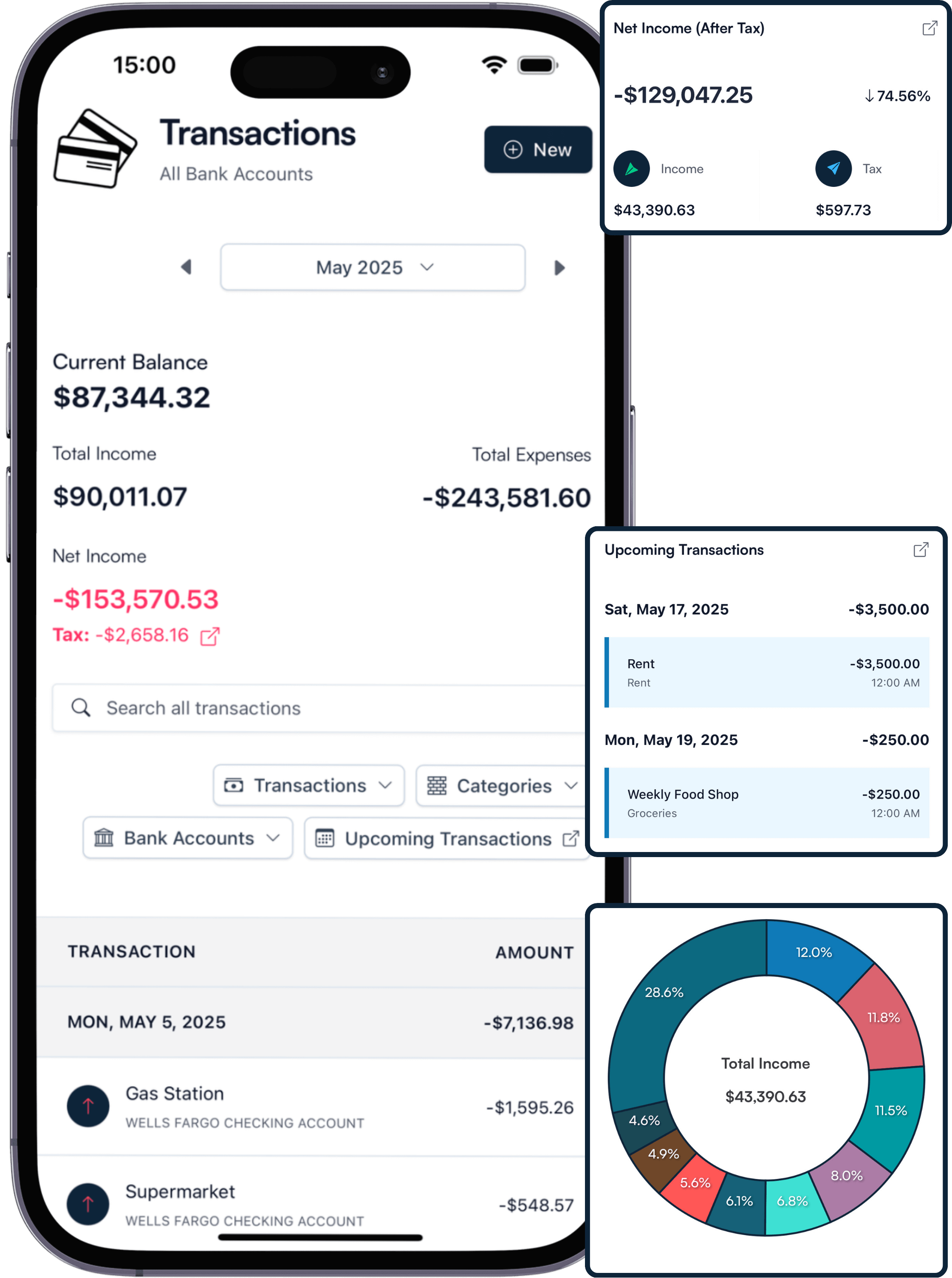 screenshot showing the transactions tab on Koody